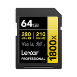 Lexar Professional 1800x SDXC UHS-II Card GOLD Series - 64GB | 512GB