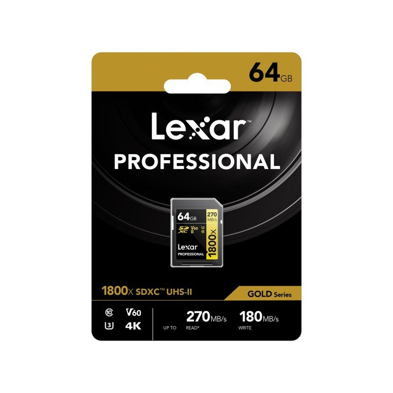 Lexar Professional 1800x SDXC UHS-II Card GOLD Series - 64GB | 512GB