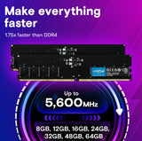 Crucial DDR5 5600Mhz Udimm Desktop 8GB | 16GB | 32GB | 64GB