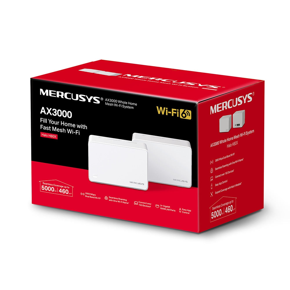 Mercusys Halo H80X(2-pack) AX3000 Whole Home Mesh WiFi 6 System